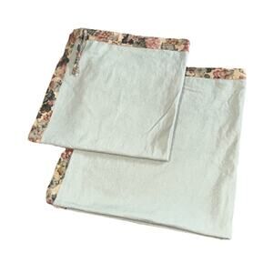 2 Canvas Handmade Textiles Home Table Window Decor Fabric Green Floral Border
